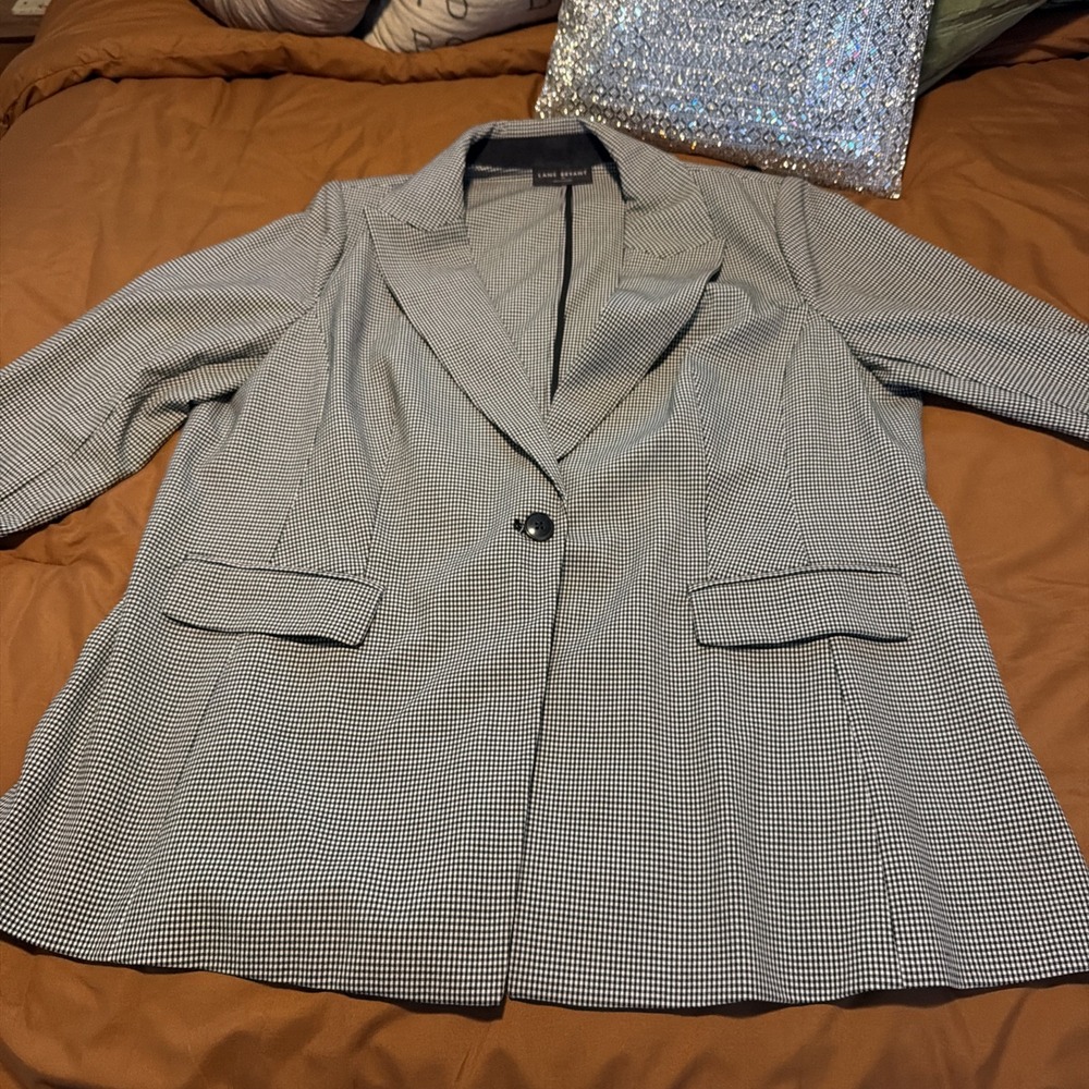 Lane Bryant Black And White Houndstooth Blazer Size 20